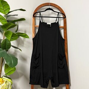 Fantaslook LARGE Black Knit Sleeveless Slouchy Lounge Casual Romper NEW